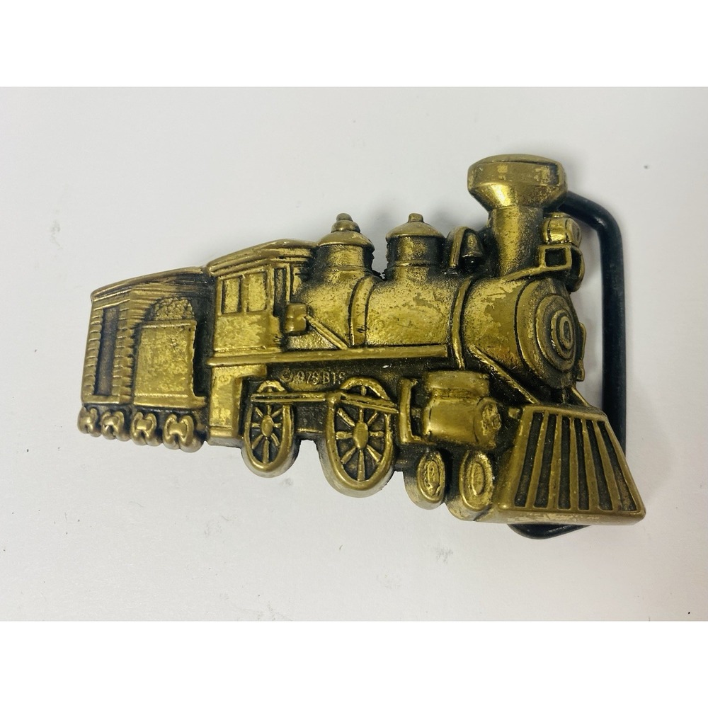 Brass Belt Buckle 1978 BTS Solid Brass Train Locomotive Buckle‎ USA 2.75"